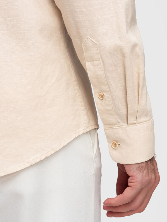 Ombre Ombre Koszula K706 Kremowy Regular Fit