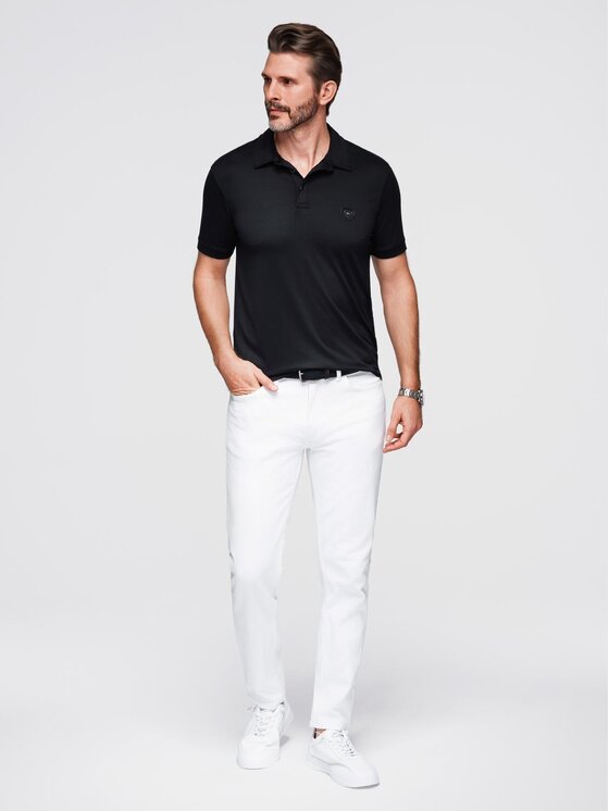 Ombre Ombre Polo OM-POSS-0150 Czarny Regular Fit