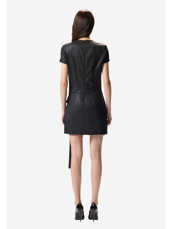 PINKO PINKO Φόρεμα κοκτέιλ Abito corto gessato con drappeggio Μαύρο Slim Fit