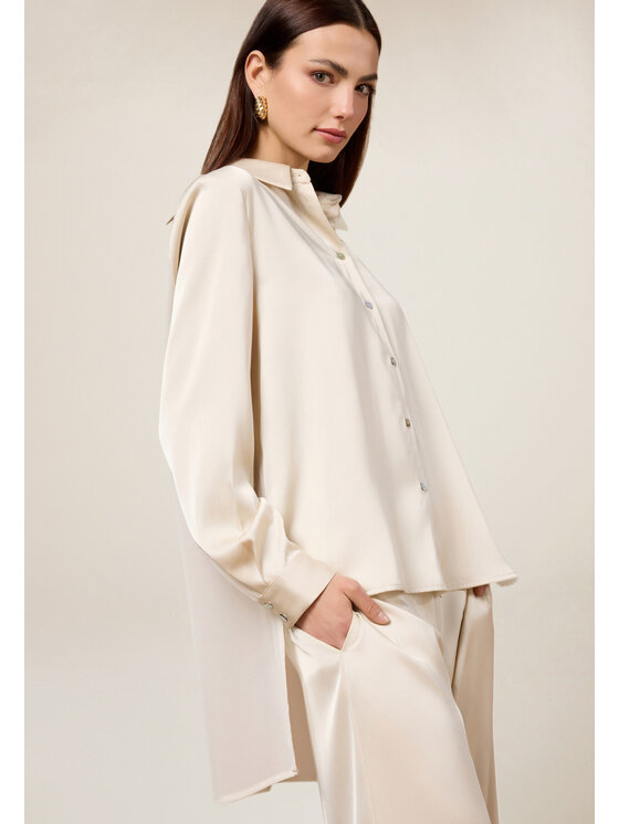 Oltre Oltre Koszula 5125R003035N011 Écru Regular Fit