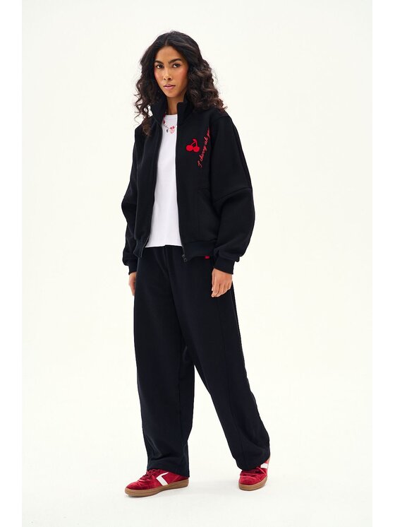 NAOKO NAOKO Bluza Cherry-ish Moments Czarny Oversize
