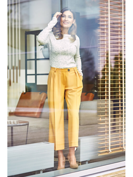Stylove Stylove Dámské kalhoty S139 Žlutá Regular Fit