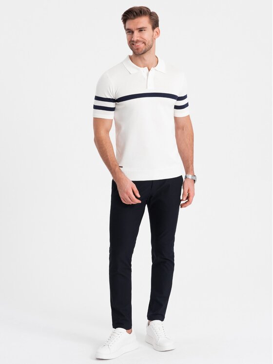Ombre Ombre Polo OM-POSS-0118 Biały Regular Fit