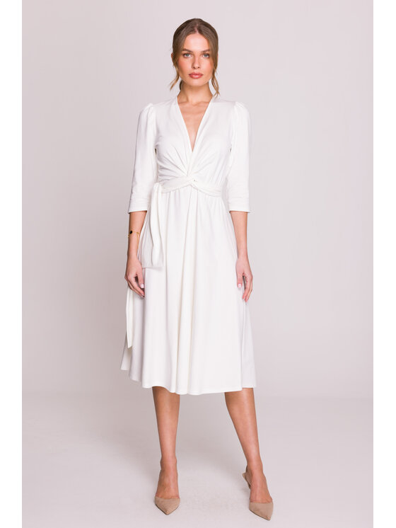 Stylove Večerné šaty S404 Biela Premium Fit