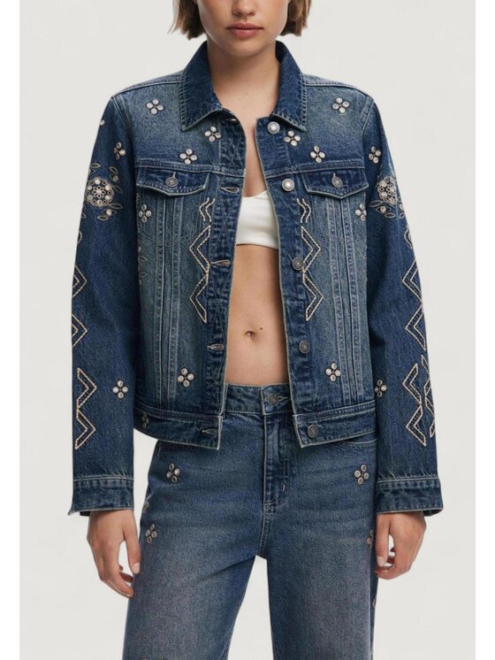 Desigual Desigual Μπουφάν δερμάτινο CHAQ_ESPEJOS Μπλε Casual Fit