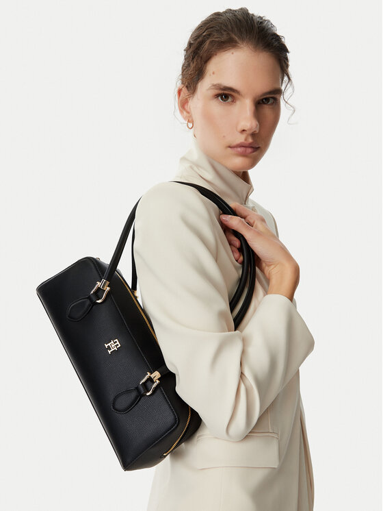 Tommy Hilfiger Geantă Th Grace Shoulder Bag AW0AW18748 Negru