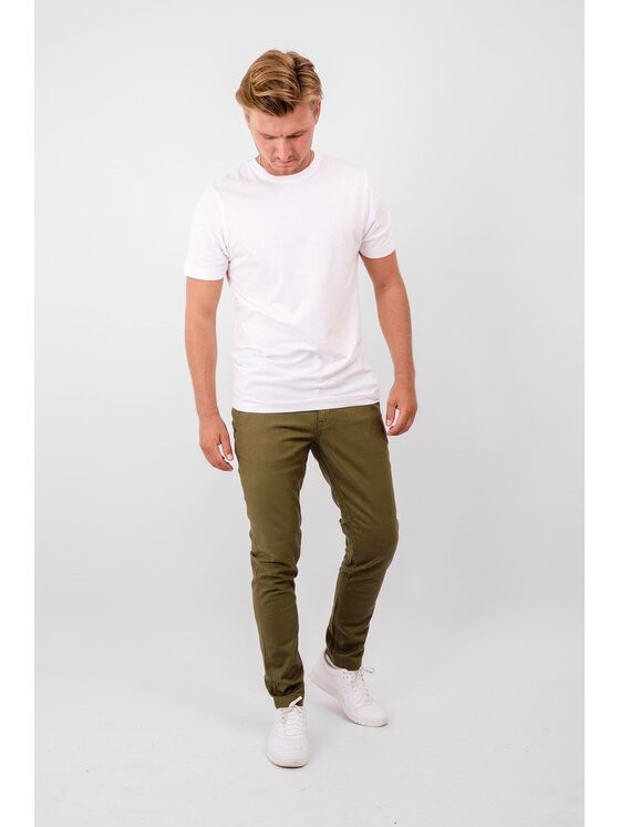 TeeShoppen TeeShoppen Chinosy 'Perform Collection' Zielony Slim Fit