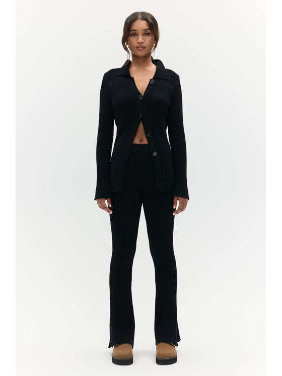 BENU BENU Dámske nohavice Dzianinowe Čierna Slim Fit