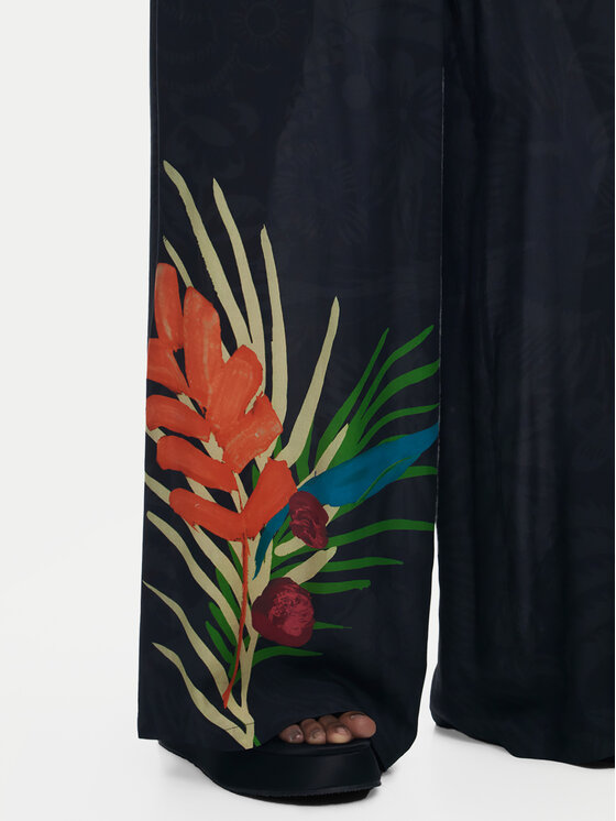 Desigual Desigual Palazzo nohavice 25SWMW02 Čierna Wide Leg