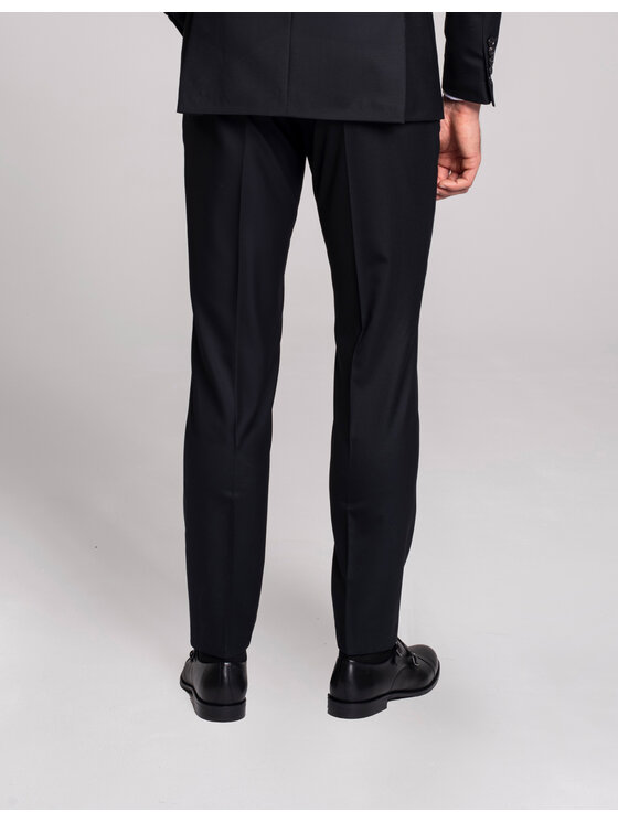 Borgio Borgio Spodnie garniturowe rosolini_02_g Granatowy Slim Fit