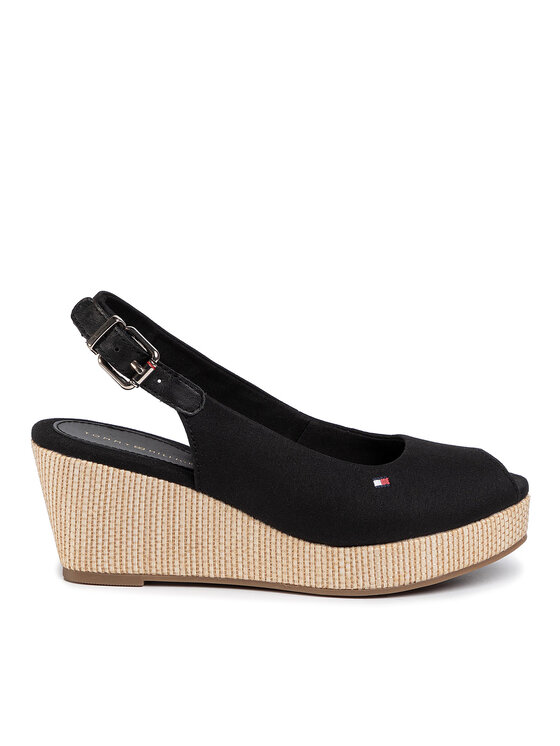 Tommy Hilfiger Tommy Hilfiger Еспадрили Iconic Elba Sling Back Wedge FW0FW04788 Черен
