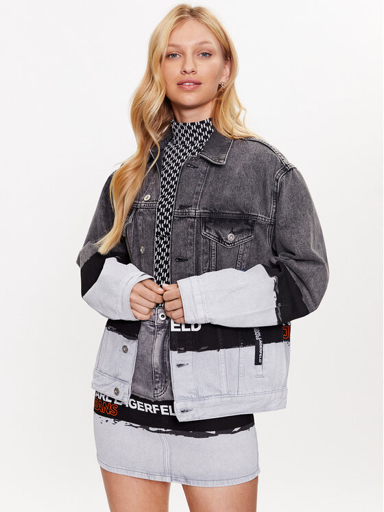 Karl Lagerfeld Jeans Karl Lagerfeld Jeans Джинсова куртка Paint Logo 231J1453 Сірий Relaxed Fit