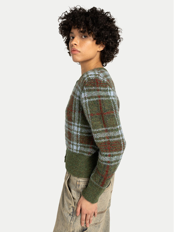 Element Element Kardigan Plaid Cardigan W ELJSW00113 Zielony Regular Fit