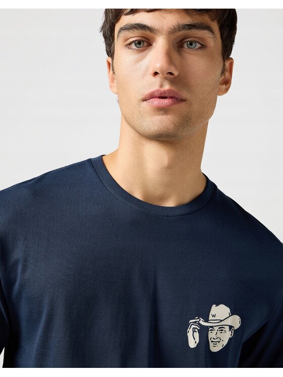 Wrangler Wrangler T-Shirt Small Graphic Tee Niebieski Regular Fit