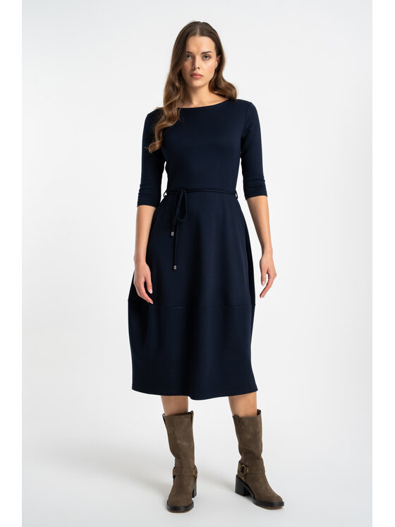 CLICK CLICK Sukienka dzianinowa 60-6058 Granatowy Regular Fit