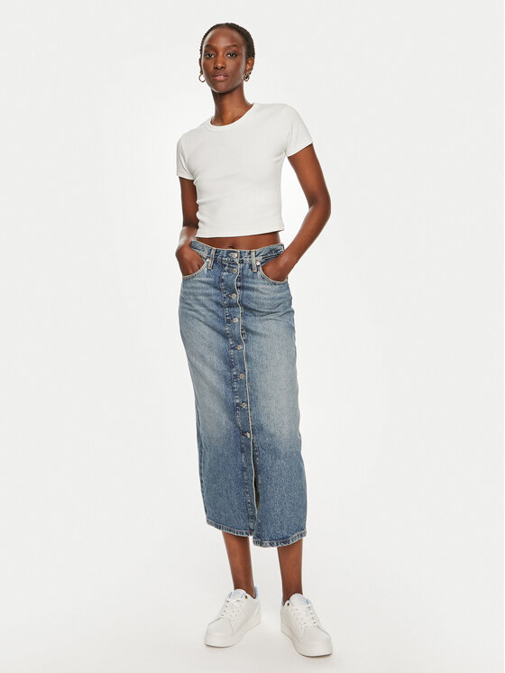 Tommy Hilfiger Tommy Hilfiger Φούστα τζιν WW0WW42879 Μπλε Straight Fit