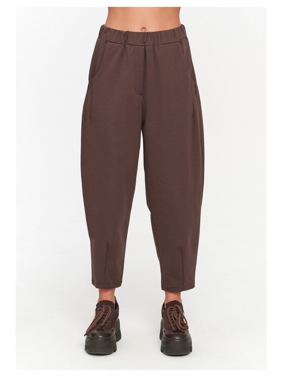 Makadamia Makadamia Spodnie materiałowe C79 Brązowy Loose Fit