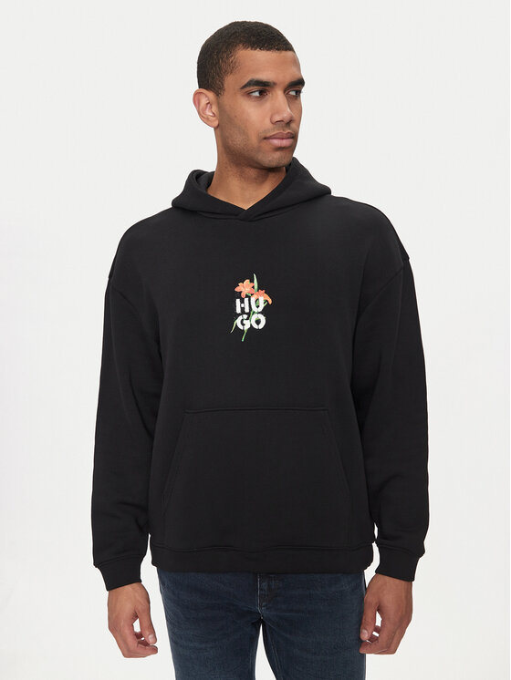 HUGO Hugo Mikina Diblossomy 50517408 Černá Oversize