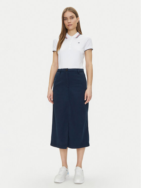 Tommy Hilfiger Tommy Hilfiger Midi krilo Co Blend Midi Skirt WW0WW44726 Mornarsko modra Regular Fit