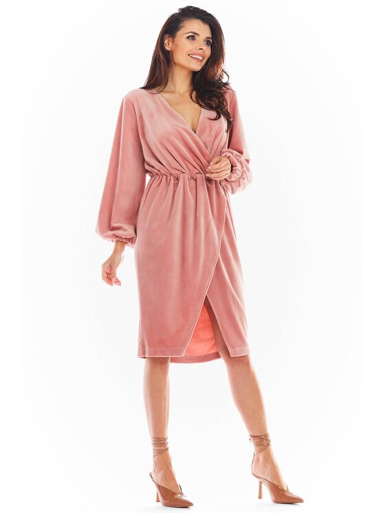 Awama Awama Vestito di maglia A406 Rosa Basic Fit