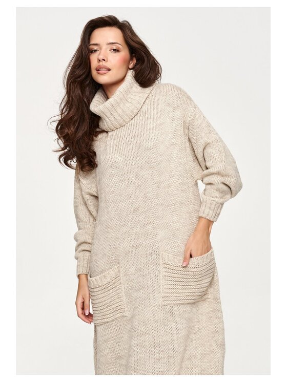 Makadamia Makadamia Sweter S178 Beżowy Loose Fit