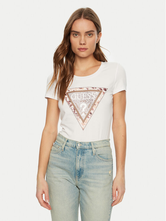 Guess Damski T-Shirt, rozmiar S, Biały, W5RI22 J1314