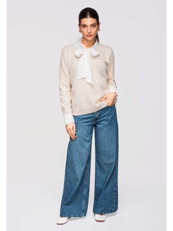 Ombre Ombre Sweter OW-SWSW-0107 Beżowy Regular Fit