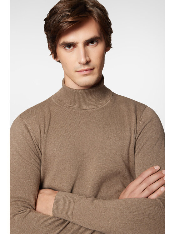 Próchnik Próchnik Golf Golf Ciemnobeżowy Bawełniany PM5 SW073224000024 Beżowy Slim Fit