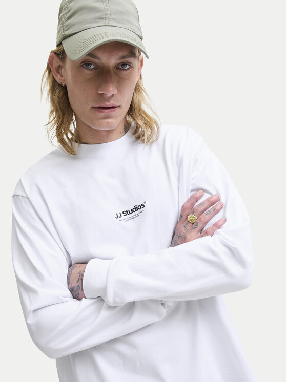 Jack&Jones Jack&Jones Majica dugih rukava Soho 12278788 Bijela Relaxed Fit