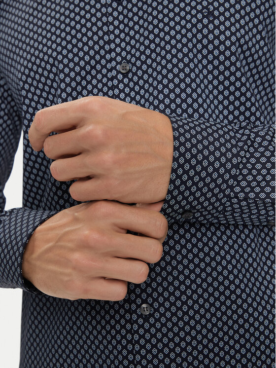 Calvin Klein Calvin Klein Koszula Poplin 2Tones Print Slim K10K113545 Granatowy Slim Fit