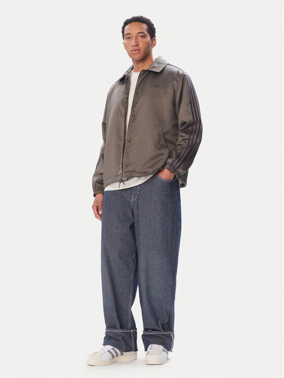 adidas adidas Geacă 3 Stripes Satin HZ3804 Maro deschis Loose Fit