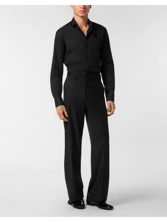 PHILIPP PLEIN PHILIPP PLEIN Spodnie materiałowe 24127 Czarny Wide Fit
