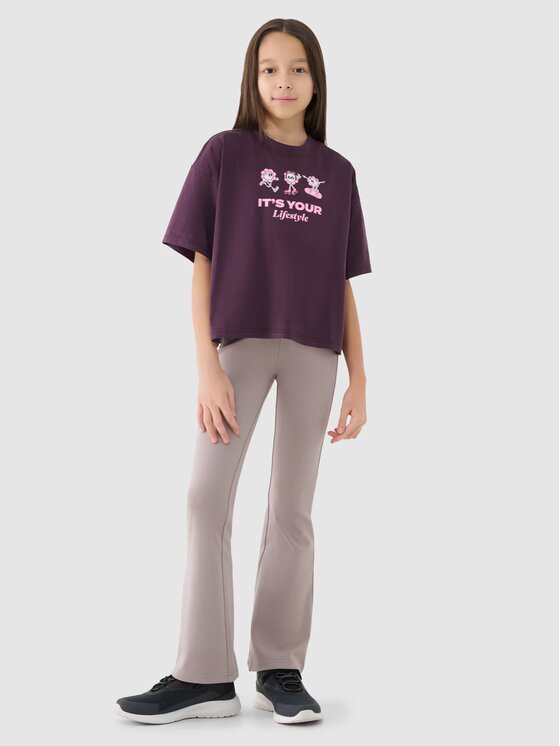 4F 4F T-Shirt 4FJRSS25TTSHF2587-50S Μωβ Cropped Fit