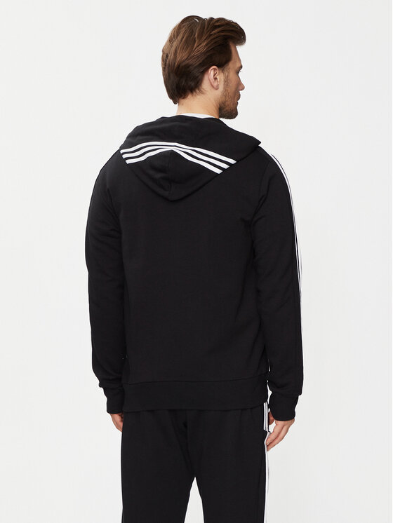 adidas adidas Суитшърт Essentials French Terry 3-Stripes Full-Zip Hoodie IC0433 Черен Regular Fit