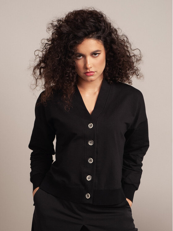 Willsoor Willsoor Kardigan 66972 Czarny Loose Fit