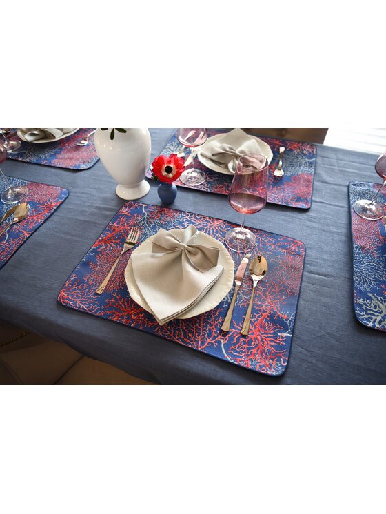 Roseberry Home Roseberry Home Podkładka na stół dwustronna Seaweed & Royal Blue Niebieski