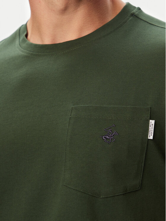 Beverly Hills Polo Club Beverly Hills Polo Club Tričko P-SS26M-TS414000BTGR Tmavo zelená Regular Fit