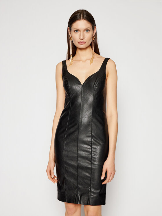 Pinko Rochie din imitație de piele Pudico PE 21 BLK01 1G160W 7105 Negru Slim Fit