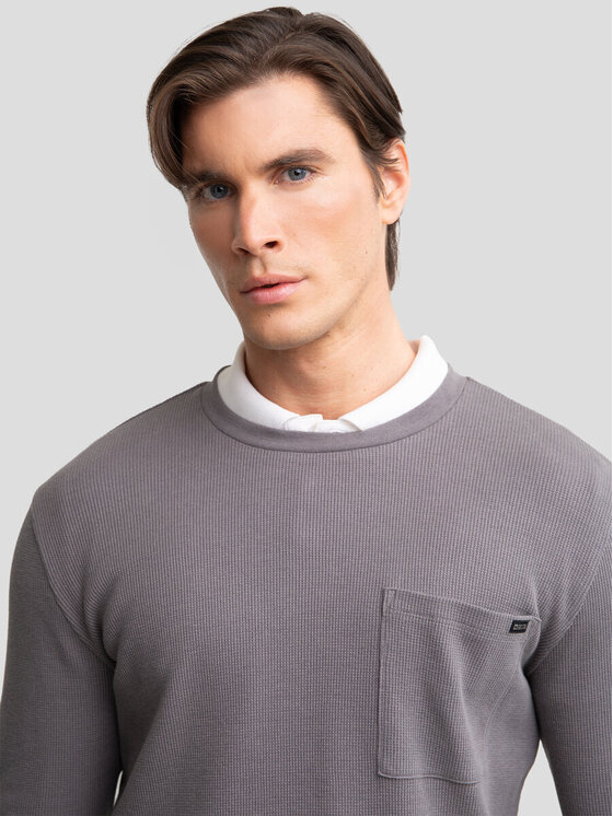 BIG STAR BIG STAR Longsleeve DEMIR_903_180 Szary Basic Fit