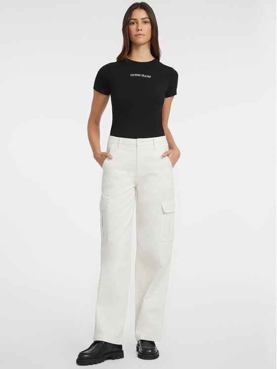 Guess Jeans Guess Jeans Kalhoty z materiálu 165623 Béžová Slim Fit