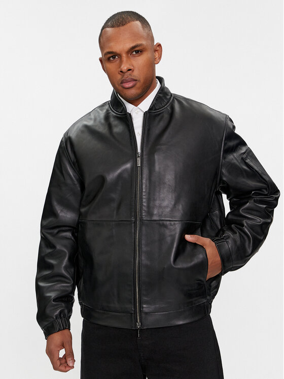 Férfi Bőrkabát Calvin Klein, Méret: S, Fekete, Hero K10K112372