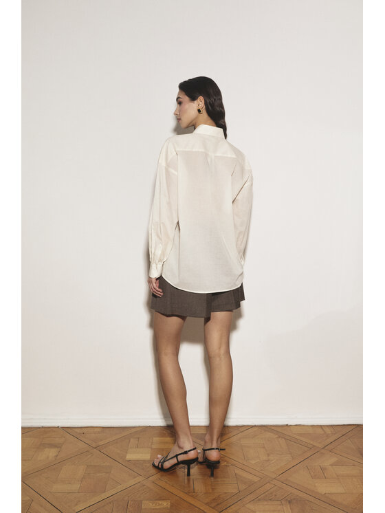 Entelier Entelier Koszula lekko transparentna Biały Modern Relaxed Fit