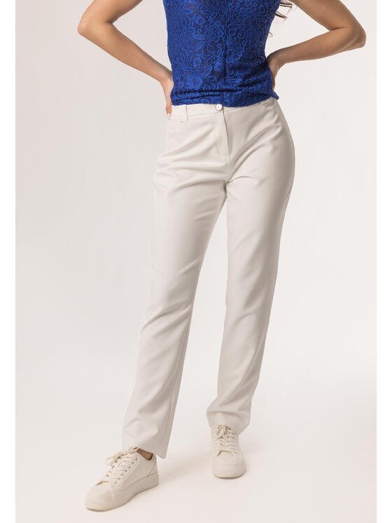 QUIOSQUE QUIOSQUE Dámské kalhoty 3UF002 Bílá Regular Fit
