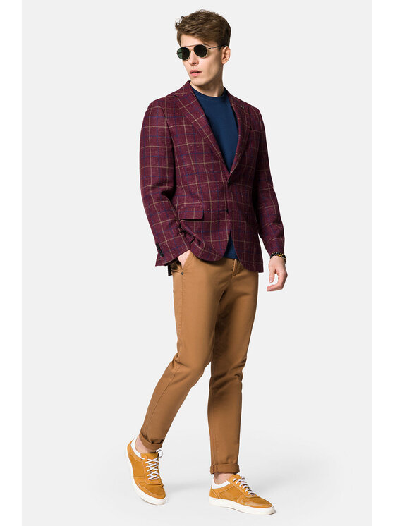 Lancerto Lancerto Marynarka Scalea MA099123000006 Bordowy Slim Fit