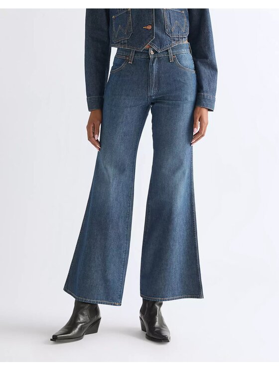 Wrangler Wrangler Jeansy 70S FLARE Niebieski Wide Leg