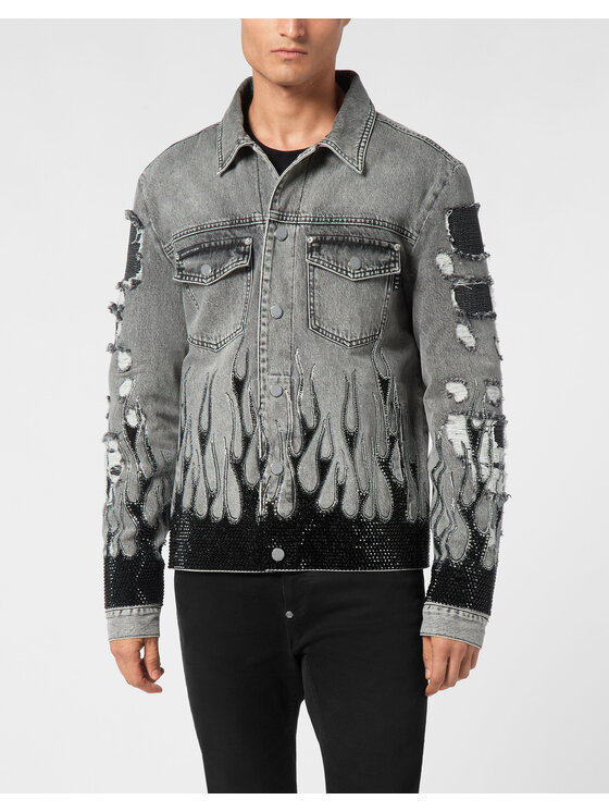 PHILIPP PLEIN PHILIPP PLEIN Džínsová bunda 21193 Sivá Regular Fit