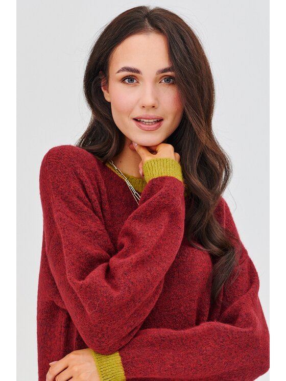 NAOKO NAOKO Úpletové šaty Burgundy Beat Bordó Regular Fit