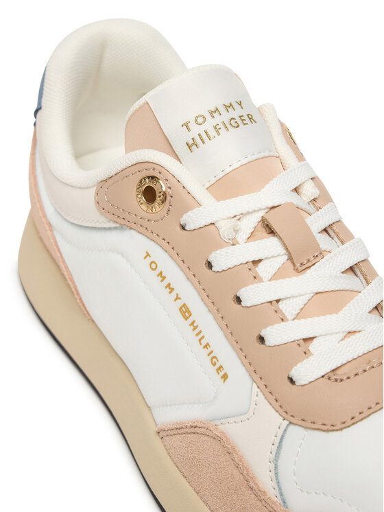 Tommy Hilfiger Tommy Hilfiger Sneakersy Mix Material Runner FW0FW08950 Écru