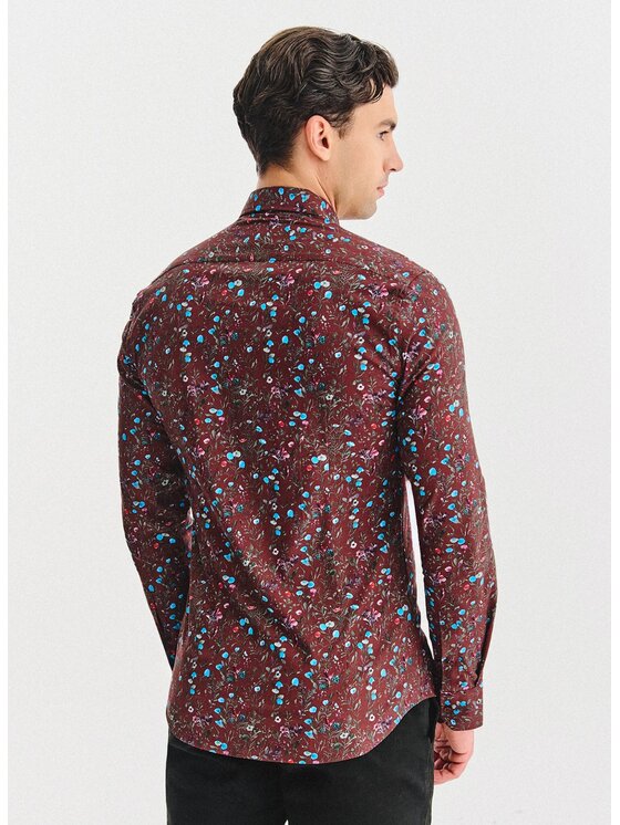 Pako Lorente Pako Lorente Koszula P25WF-1X-046 Bordowy Slim Fit
