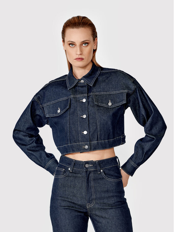 Simple Jeans jakna KUD009 Mornarsko modra Regular Fit